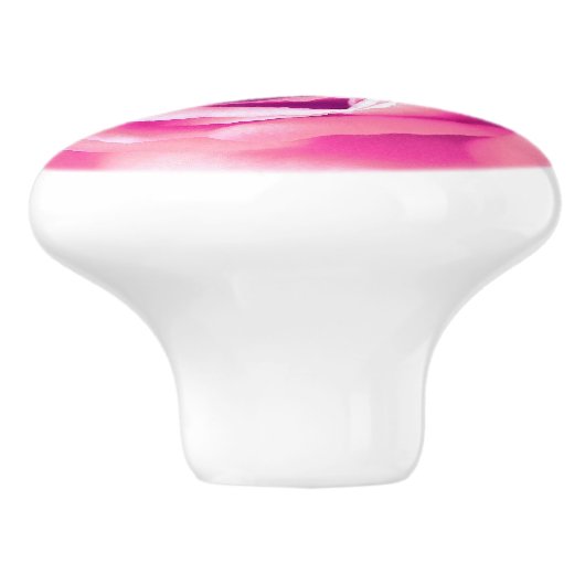 Grote roze rozenprint keramische knop (Zijkant)