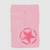 Grote Roze ster Verdrukte Stijl met Tekst op een Golfhanddoek (Voorkant)