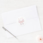 Grote roze strik bruiloft feest bedankje ronde sticker (Envelop)