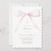 grote roze strik | doop kaart (Voorkant)