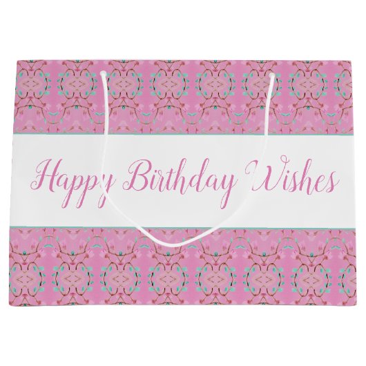 Grote Roze Tas Stijl Papier Verjaardag Gift Bag Groot Cadeauzakje (Voorkant)