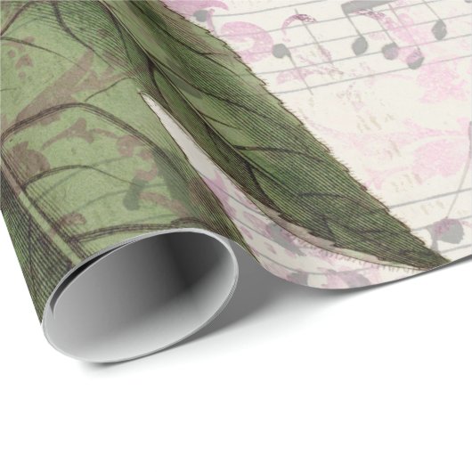 Grote  roze ventilator met muziek cadeaupapier (Rol Hoek)