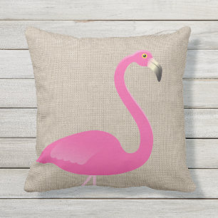 Grote roze vlamJon op Burlap Linen Outdoor Pillow Buitenkussen