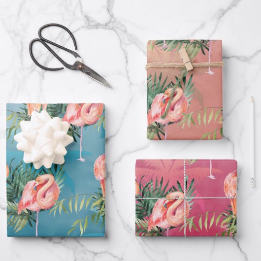 Grote roze vlammen in het tropische palmparadijs inpakpapier vel (Voorkant)