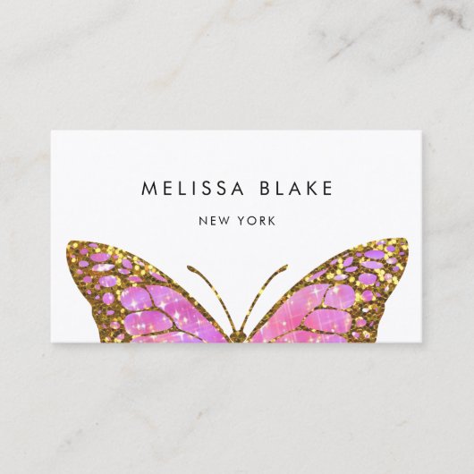 grote roze vlinder visitekaartje (Voorkant)