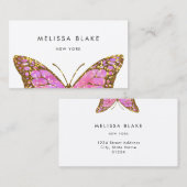 grote roze vlinder visitekaartje (Voorkant / Achterkant)