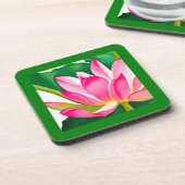 Grote roze waterLily met Emerald Green Leaves Bier Onderzetter (Linkerzijde)