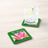 Grote roze waterLily met Emerald Green Leaves Bier Onderzetter (Rechterzijde)