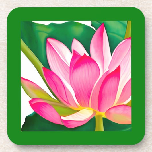 Grote roze waterLily met Emerald Green Leaves Bier Onderzetter (Voorkant)