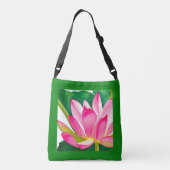 Grote roze waterLily met Emerald Green Leaves Crossbody Tas (Achterkant)
