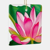 Grote roze waterLily met Emerald Green Leaves Keramisch Ornament (Rechts)