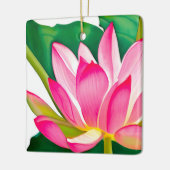 Grote roze waterLily met Emerald Green Leaves Keramisch Ornament (Links)