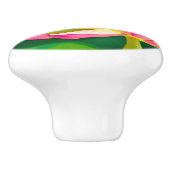 Grote roze waterLily met Emerald Green Leaves Keramische Knop (Zijkant)