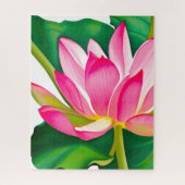 Grote roze waterLily met Emerald Green Leaves Legpuzzel (Verticaal)