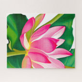 Grote roze waterLily met Emerald Green Leaves Legpuzzel (Horizontaal)