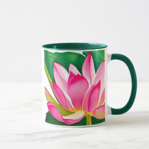 Grote roze waterLily met Emerald Green Leaves Mok