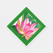 Grote roze waterLily met Emerald Green Leaves Servet (Hoek)