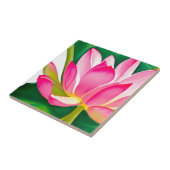 Grote roze waterLily met Emerald Green Leaves Tegeltje (Zijkant)