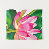 Grote roze waterLily met Emerald Green Leaves Wandkleed (Voorkant (horizontaal))