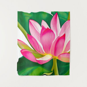 Grote roze waterLily met Emerald Green Leaves Wandkleed