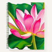 Grote roze waterolielevers met groene lederen Jour Notitieboek (Voorkant)