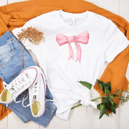 Grote Roze Waterverf Bow T-shirt