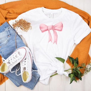 Grote Roze Waterverf Bow T-shirt