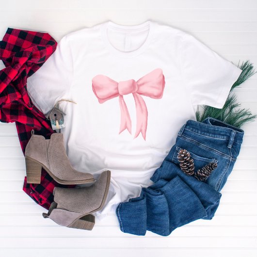 Grote Roze Waterverf Bow T-shirt