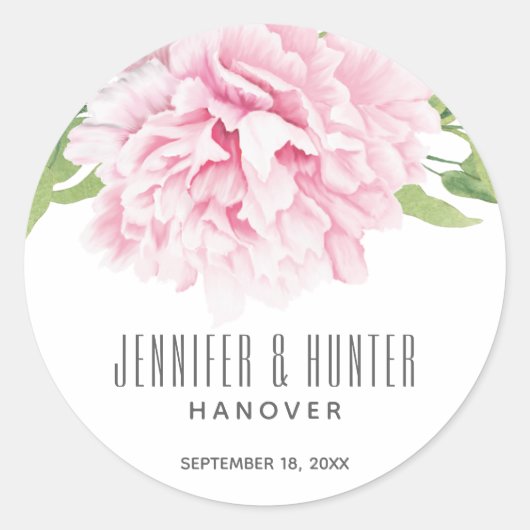 Grote Roze Waterverf Pioen Bloemen | STICKER (Voorkant)