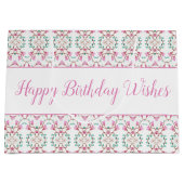 Grote Roze Wit Blauwgroen Papier Verjaardag Gift B Groot Cadeauzakje (Voorkant)