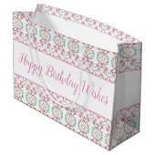 Grote Roze Wit Blauwgroen Papier Verjaardag Gift B Groot Cadeauzakje (Achterkant Gekanteld)
