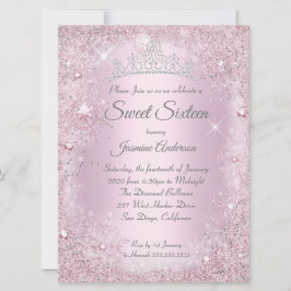 Grote roze zilver Winter Wonderland Sweet 16 Tiara Kaart