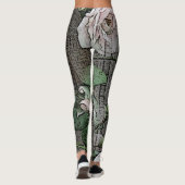 Grote Rozen op hout Leggings (Achterkant)
