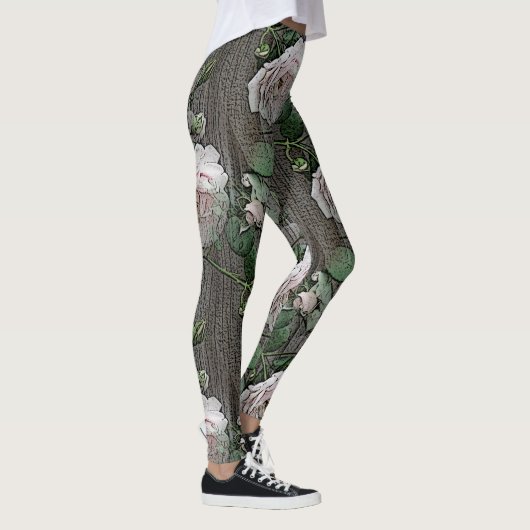 Grote Rozen op hout Leggings (Rechts)