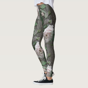 Grote Rozen op hout Leggings