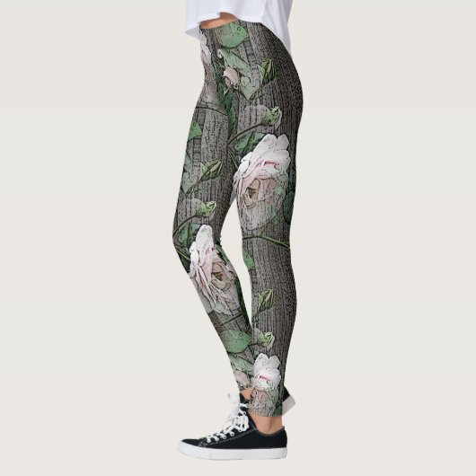 Grote Rozen op hout Leggings (Links)