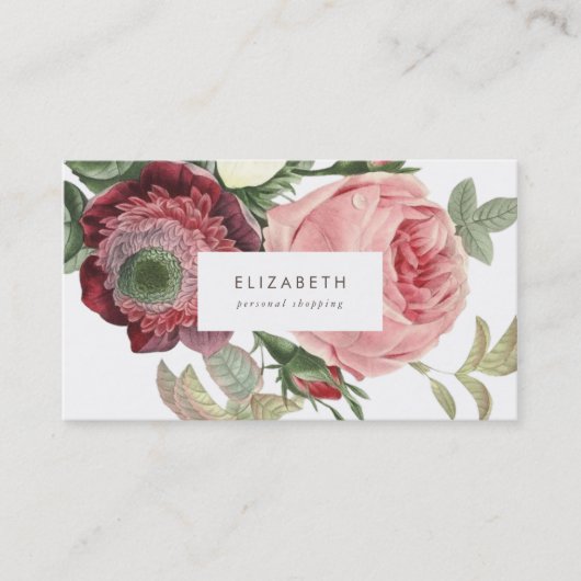 Grote Rozen Roze Rode Bloemen Visitekaartje (Voorkant)