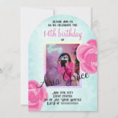 Grote Rozen, turquoise verjaardagsfeestje Kaart (Voorkant)