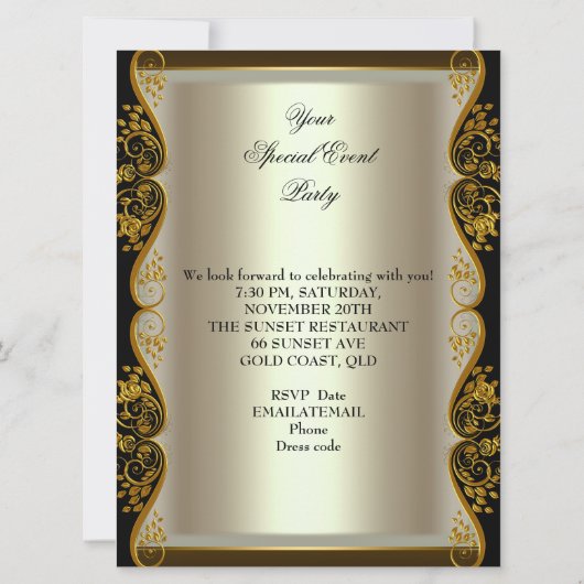 GROTE Rozen van Cream Gold Black van elke partij v Kaart (Achterkant)