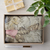 Grote Rozen & Vlinders Distressed  Tissuepapier (Geschenk)