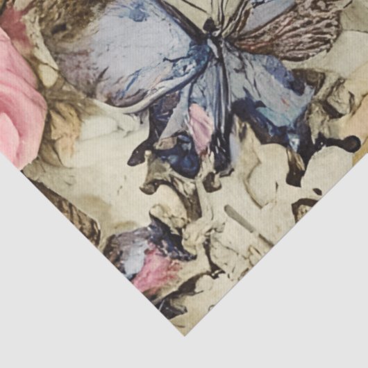 Grote Rozen & Vlinders Distressed  Tissuepapier (Detail)