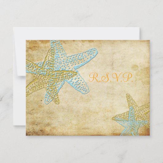 GROTE RSVP, BLUE STARFISH RSVP KAARTJE (Voorkant)