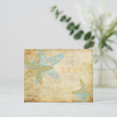 GROTE RSVP, BLUE STARFISH RSVP KAARTJE (Staand voorkant)