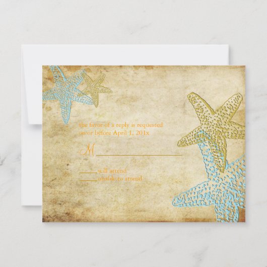 GROTE RSVP, BLUE STARFISH RSVP KAARTJE (Achterkant)