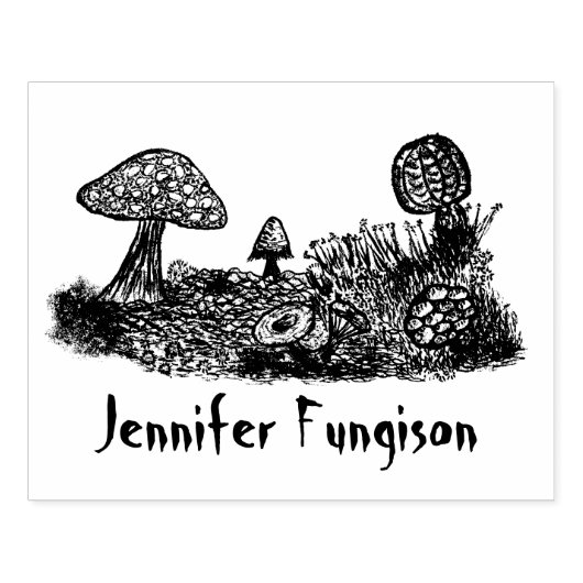 Grote rubberen stempel Paddenstoelenweide (Afrduk)