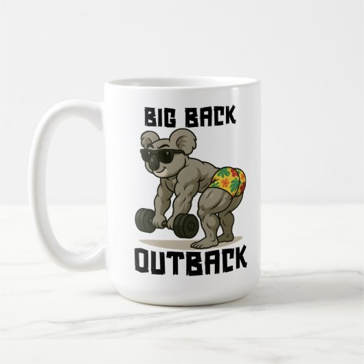 Grote rug Outback – Grappig Koala Gym Deadlift-ont Koffiemok (Links)