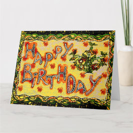 Grote Russische folderkunst Happy Birthday-kaart Kaart
