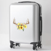 Grote Rustieke Zonnebloem Monogram Huwelijk S Sticker (Koffer)