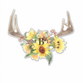 Grote Rustieke Zonnebloem Monogram Huwelijk S Sticker (Voorkant)