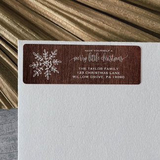 Grote Rustische Snowflake kerst Etiket